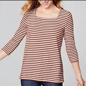 J Jill Striped Square Neck top, size L